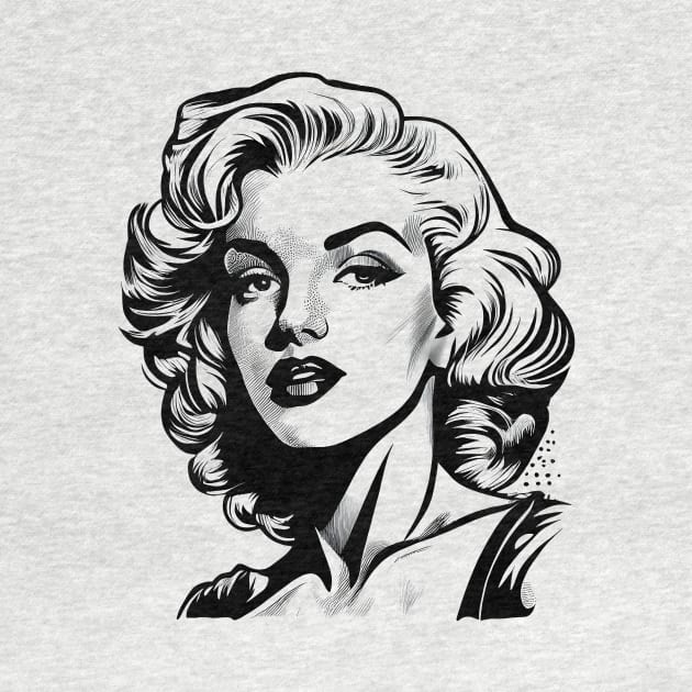 Marilyn Monroe Digital Line Art by JonHerrera